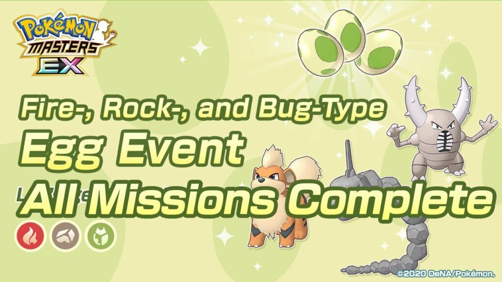 [Pokemon Masters EX] Fire-, Rock-, and Bug-Type Egg Event (All Missions Complete)
