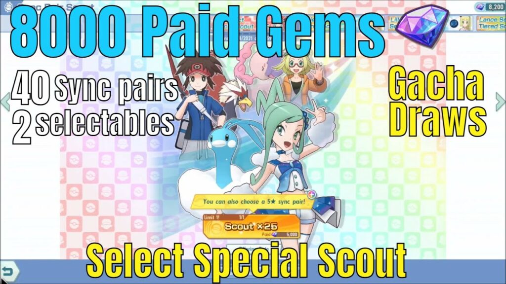 Pokemon Masters EX - 8000 paid gem 5* select special scout draw x15 & x 25 gacha.Are they worth it?