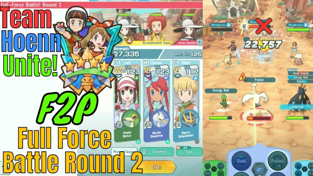 Pokemon Masters EX - Team Hoenn Unite! Full Force Battle F2P Round 2 Ultra Hard (Brendan May Event)