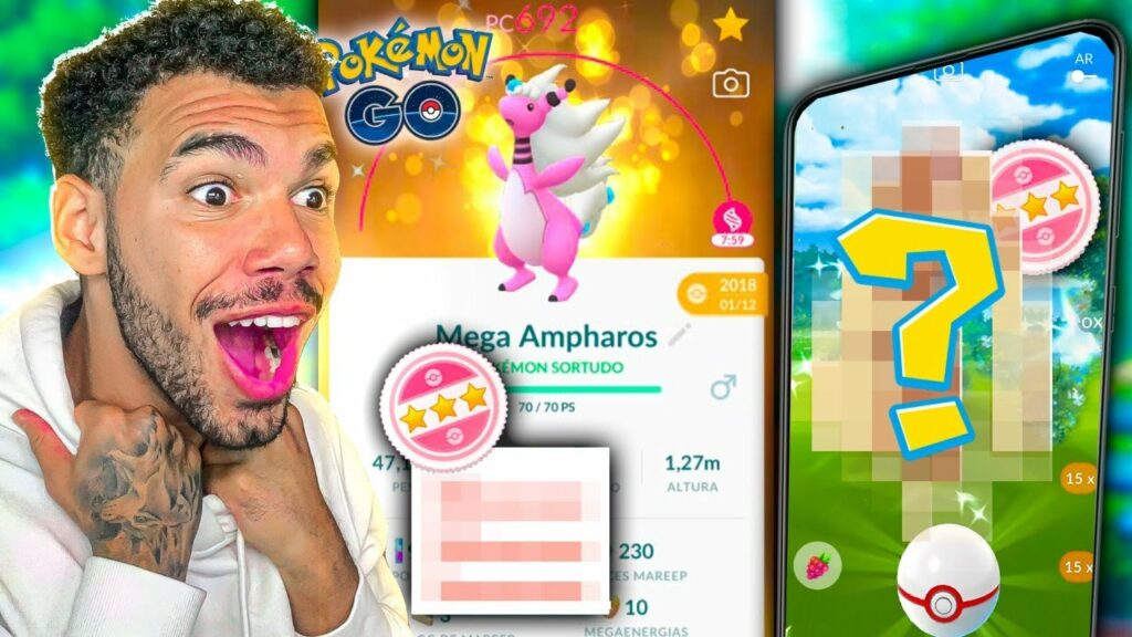 100% RARISSIMO DE SPAWNAR & MEGA AMPHAROS SHINY LUCKY - POKEMON GO | Cris |