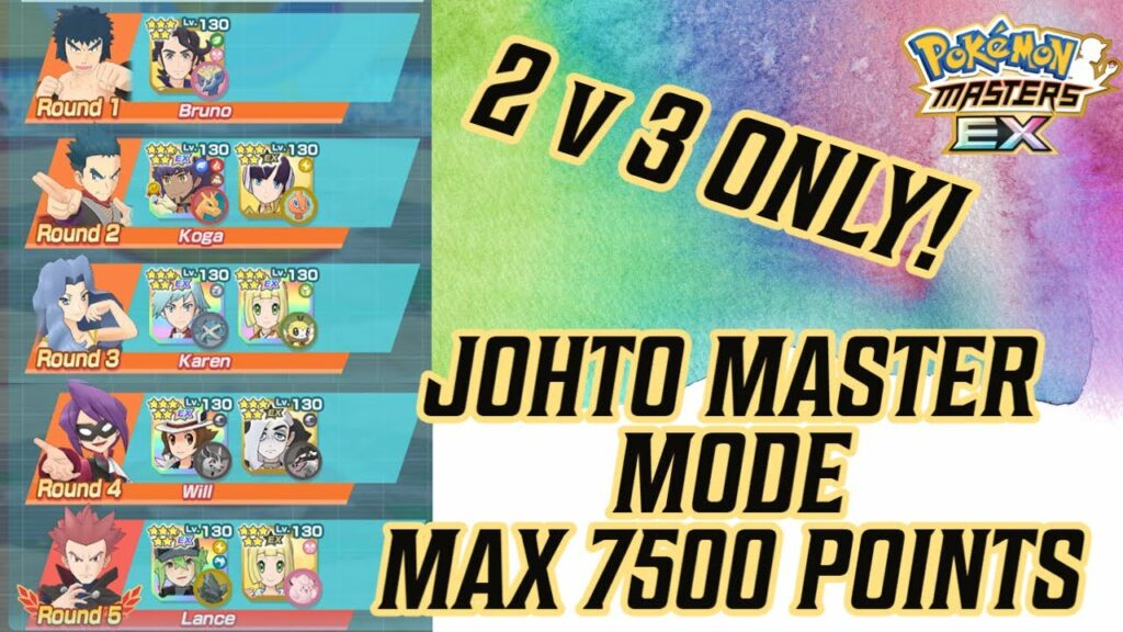 2v3 JOHTO MASTER MODE MAX 7500 POINTS | POKEMON MASTERS EX