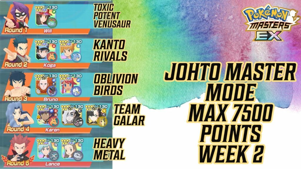 2v3 JOHTO MASTER MODE - MAX 7500 POINTS - WEEK 2 | POKEMON MASTERS EX