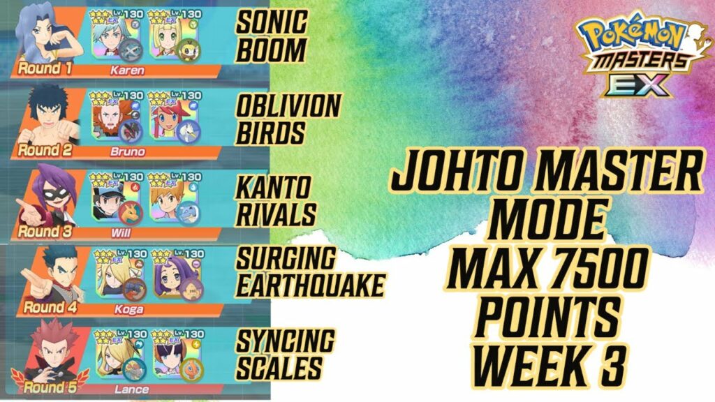 2v3 JOHTO MASTER MODE - MAX 7500 POINTS - WEEK 3 | POKEMON MASTERS EX