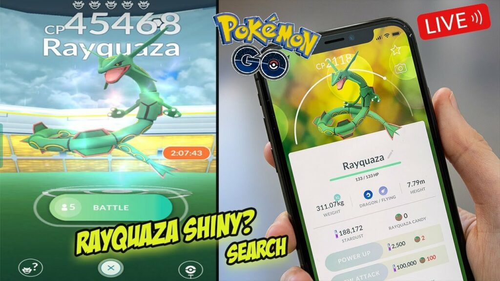 SHINY RAYQUAZA & 100% SEARCH! POKEMON GO LIVE