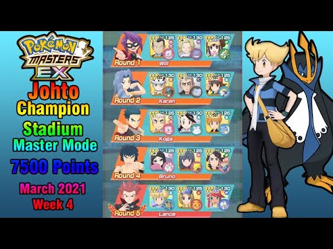 7500 Points. Champion Stadium Master Mode. Johto. March 2021 Week 4. Pokemon Masters EX.