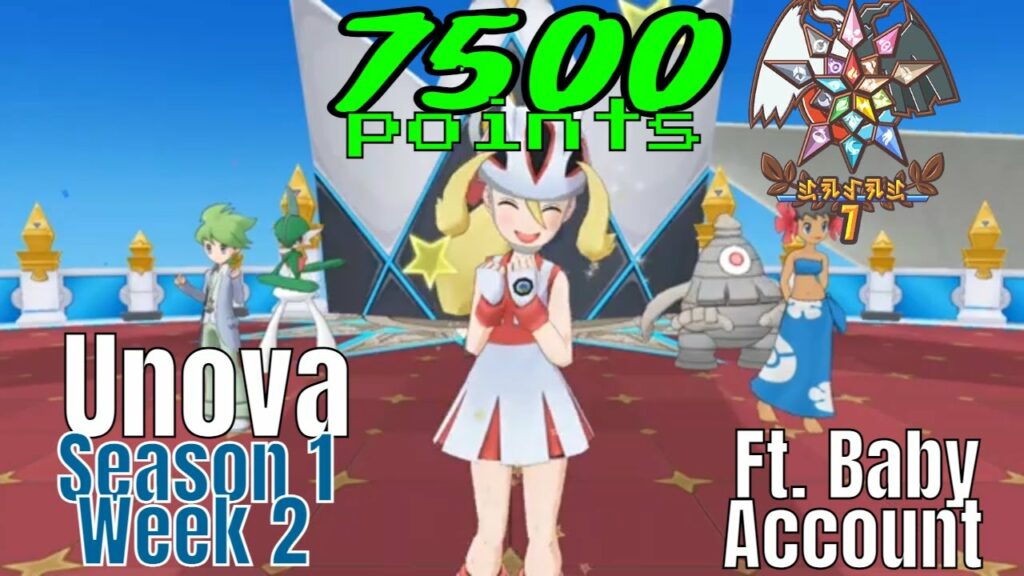 Pokemon Masters EX - Unova Champion Stadium 7500 points Master Mode Week 3 Season 1 ft baby account