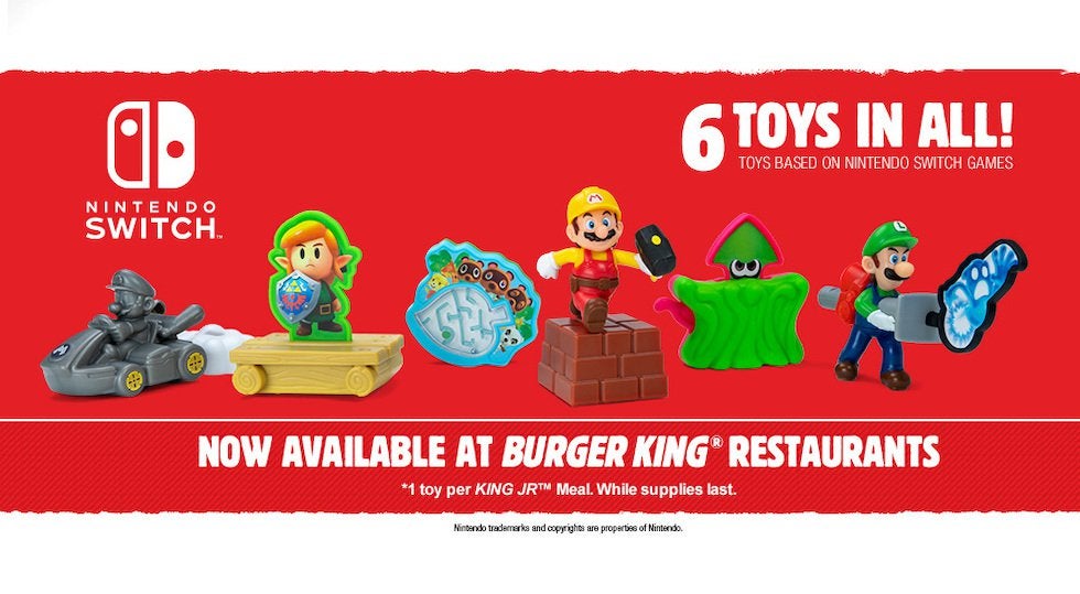 Burger King has Nintendo toys this month. They change on Tuesdays and Fridays, and they can be purchased for $1 without the kids meal
