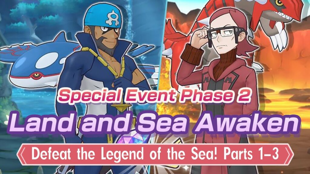 [Pokemon Masters EX] GO TEAM AQUA! DEFEAT THE LEGEND OF THE SEA! PARTS 1-3 | Land and Sea Awaken