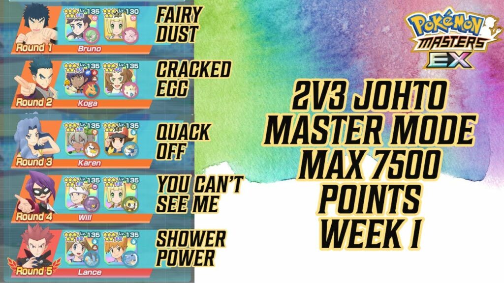 2v3 JOHTO MASTER MODE - MAX 7500 POINTS - WEEK 1 | POKEMON MASTERS EX