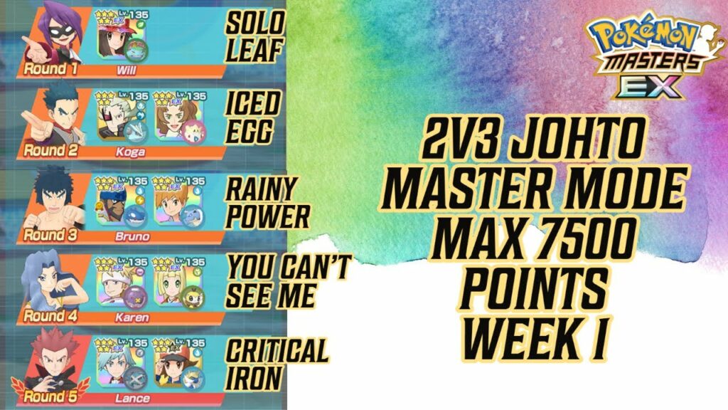 2v3 JOHTO MASTER MODE - MAX 7500 POINTS - WEEK 2 | POKEMON MASTERS EX