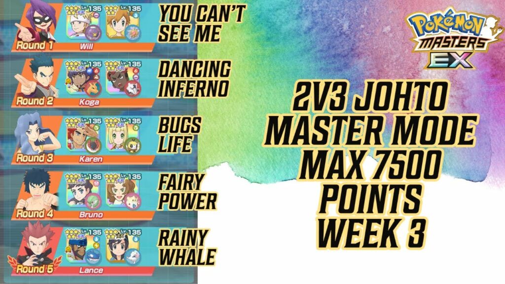 2v3 JOHTO MASTER MODE - MAX 7500 POINTS - WEEK 3 | POKEMON MASTERS EX