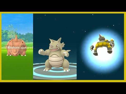 Shiny Rhyhorn, Rhydon and Rhyperior Community Day experienced in rural area (Pokemon Go)