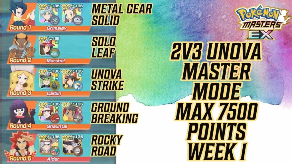 2v3 Unova Master Mode - MAX 7500 Points - Week 1 | POKEMON MASTERS EX