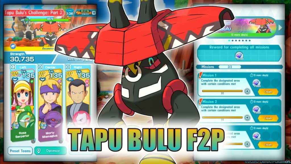TAPU BULU Legendary Arena - ALL Missions F2P | Pokemon Masters EX | Hindi