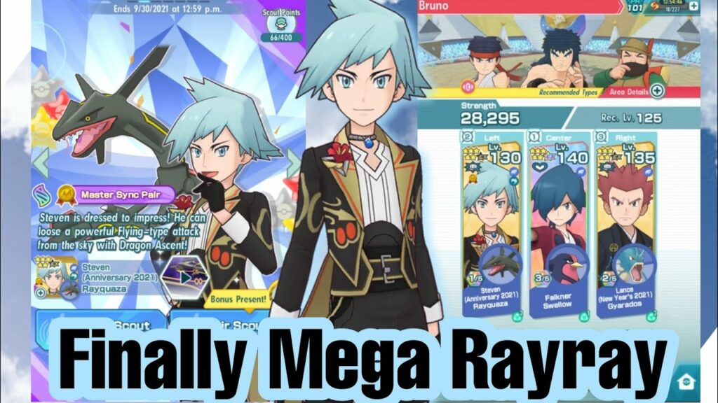 Shiny Mega Rayquaza scout and my Flying team showcase | Pokemon Masters EX