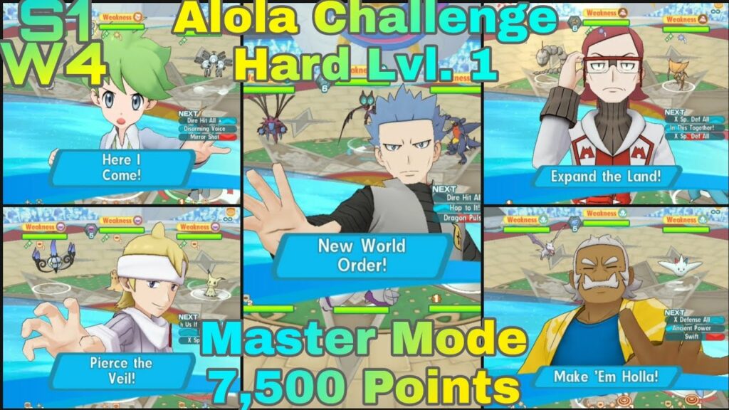 Pokemon Masters EX | Alola Champion Stadium | Master Mode 7,500 Points | S1 W4