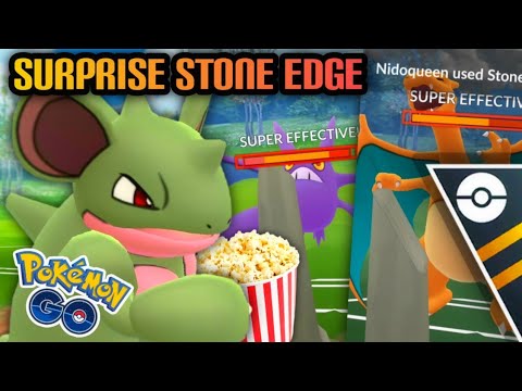 Stone Edge Nidoqueen 1 shots the Ultra GO Battle League for Pokemon GO // Funny surprise Stone Edge