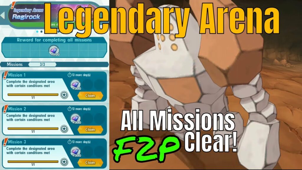 Regirock Legendary Arena | F2P Team | All mission Clear Guide | Pokemon Masters EX