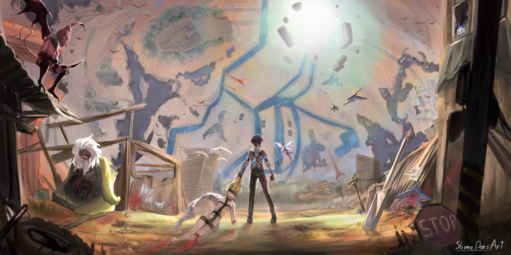 To celebrate SMT V releasing a couple days ago, I drew a canvas art of SMT III Nocturne