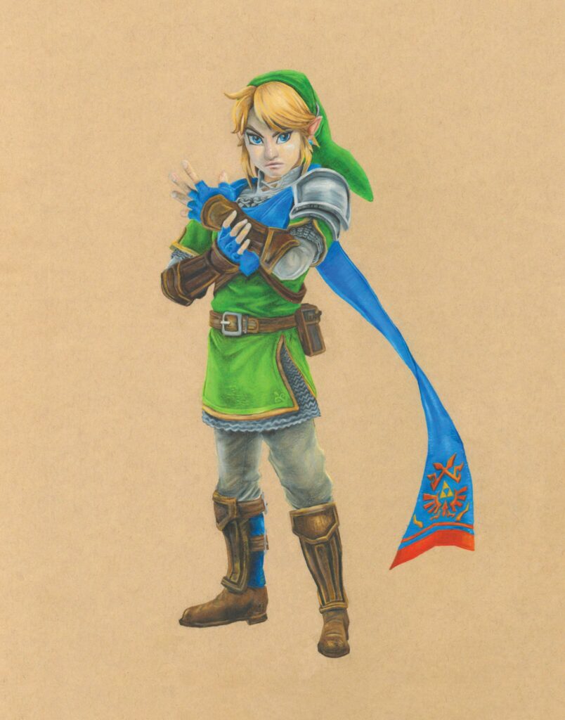 I drew Link (Hyrule Warriors) with colored pencils!