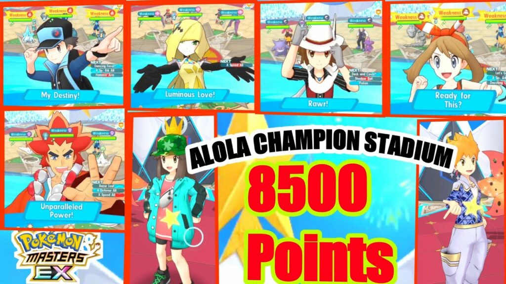 alola champion stadium | pokemon masters ex | master mode 8,500 points