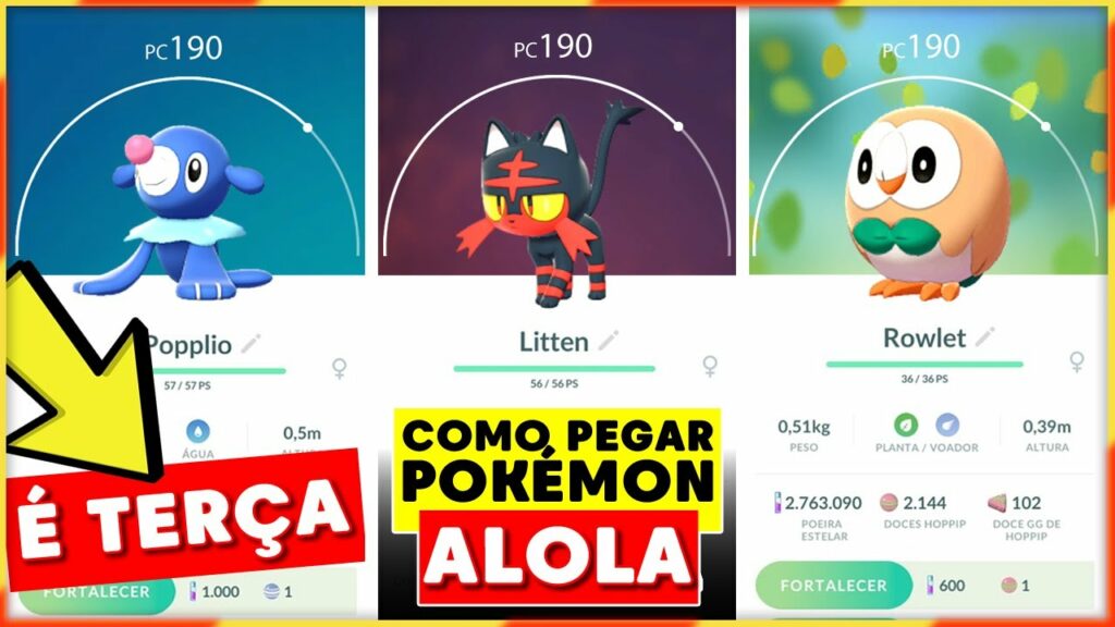 EVENTO ALOLA NO POKEMON GO - Como pegar os INICIAIS DE ALOLA em Pokemon Go Litten, Popplio e Rowlet