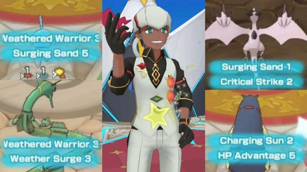 Supporting weather teams with Anniversary Raihan (Alola CS, Moltres LA, EBE) [Pokemon Masters EX]