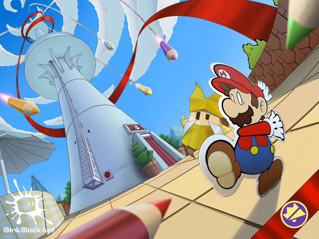 My first art piece I'm sharing! Paper Mario: The Origami King!
