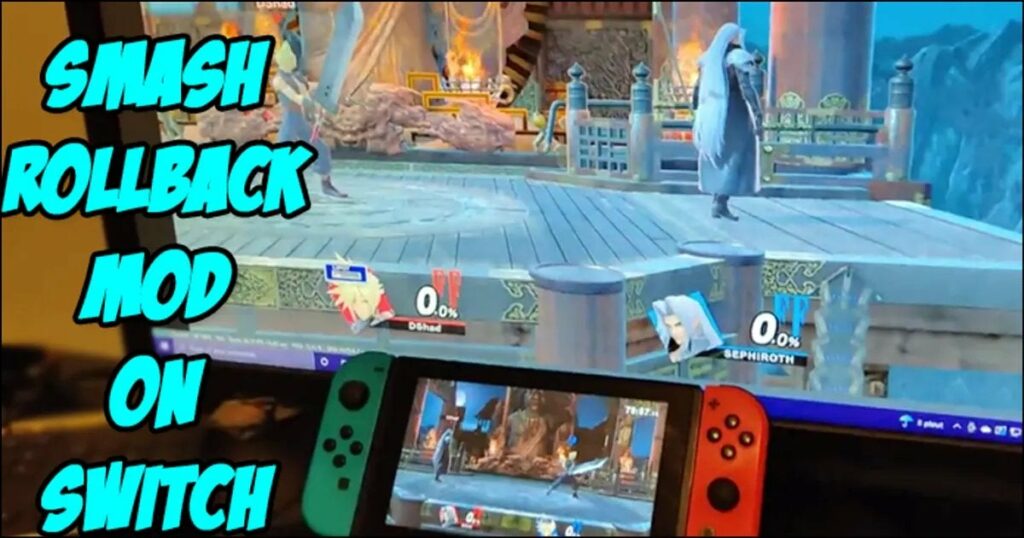 Rollback netcode mod for Super Smash Bros. Ultimate shown running on a Nintendo Switch