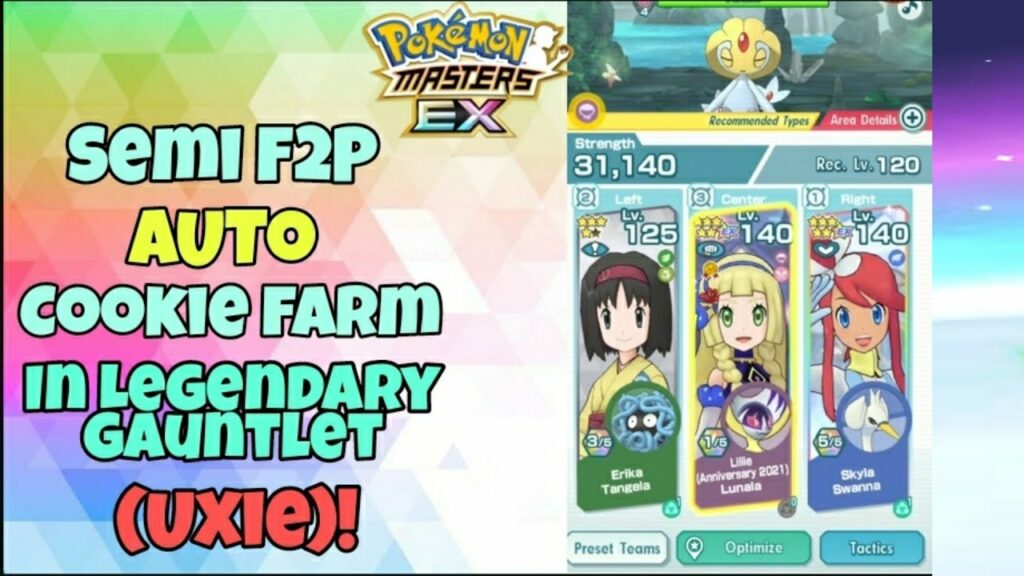 Pokemon Masters EX: SEMI F2P AUTO Clear in Legendary Gauntlet against Uxie