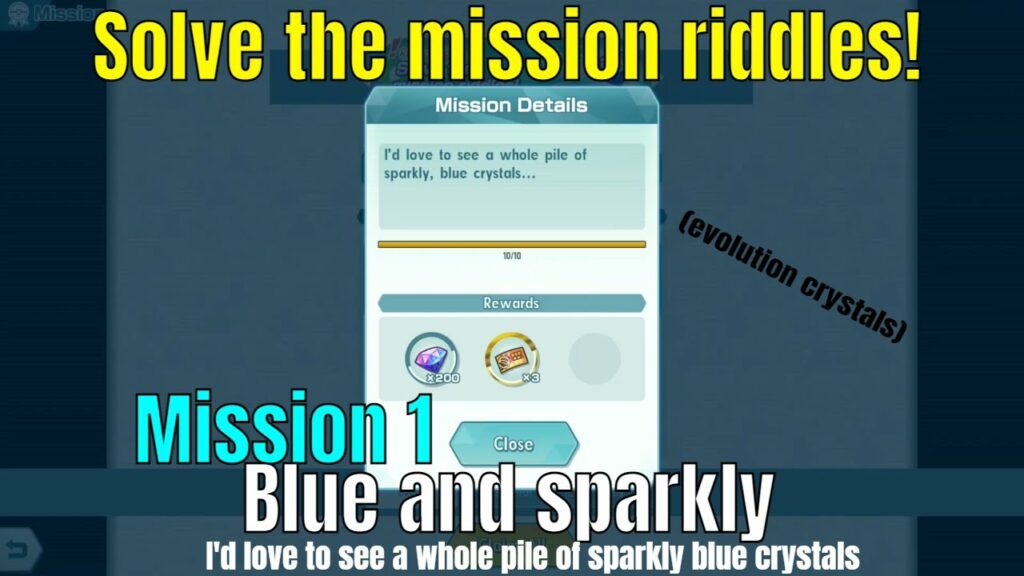 Solve the mission riddles! Day 1 | Riddle mission: Blue and sparkly! |  Pokemon Masters EX