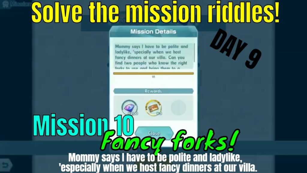 Solve the mission riddles! Day 9 | Riddle mission: Fancy forks! Pokemon Masters EX