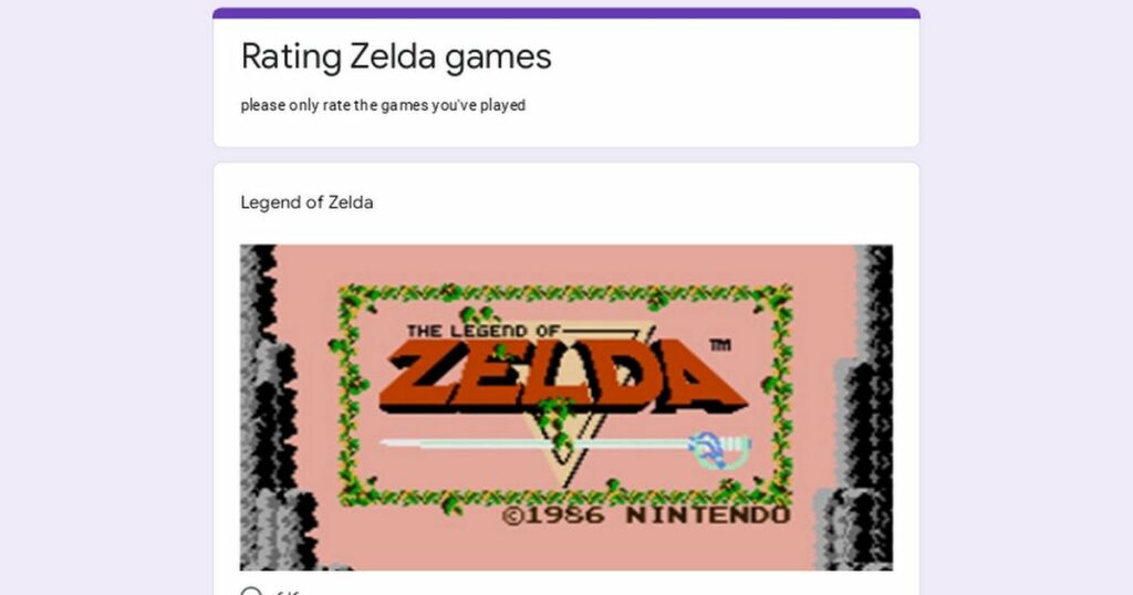 I decided to make a google form to rate all mainline Zelda games