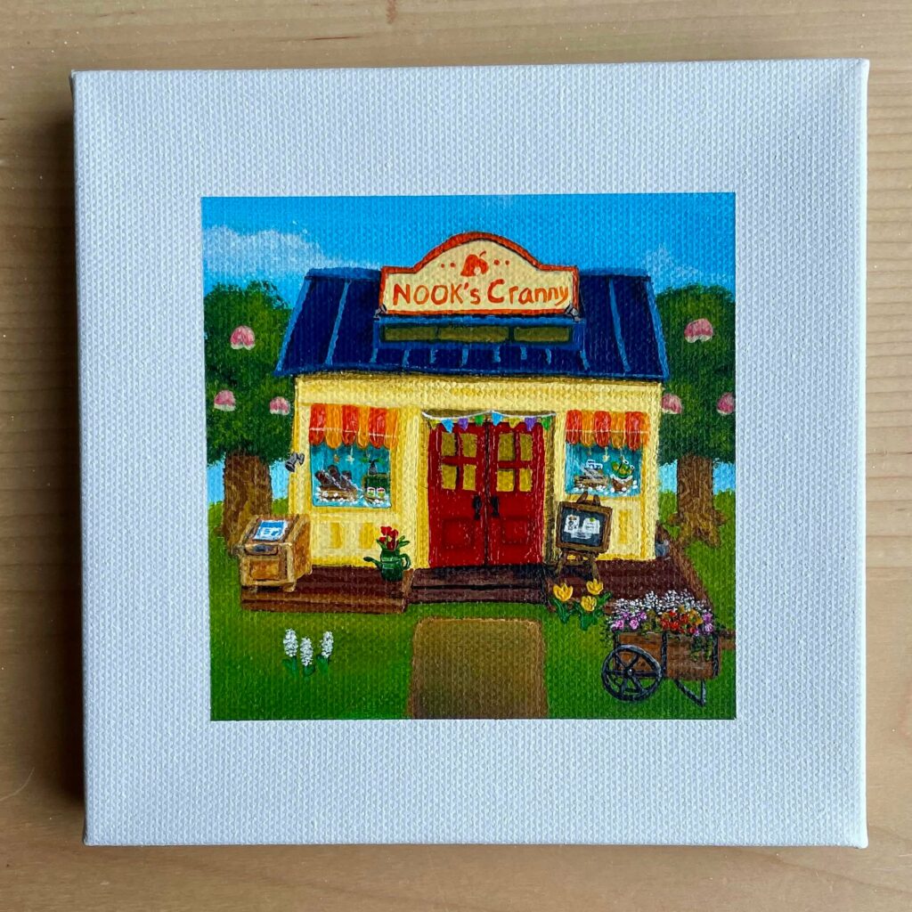 My painting of Nook’s Cranny! Acrylic on 6x6 canvas 🥰🍃