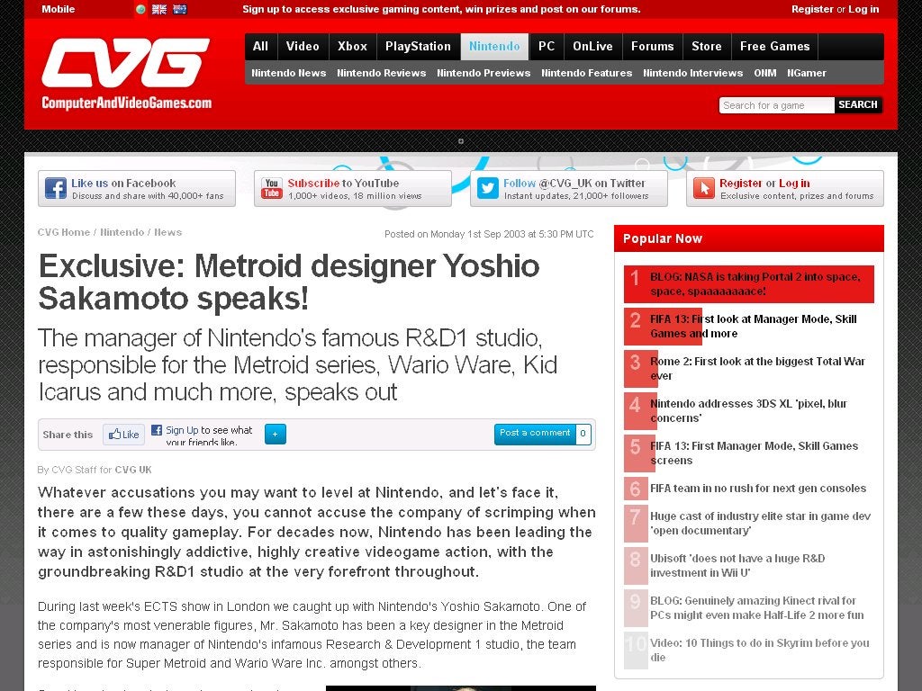 The sad state of slander/misinformation about Yoshio Sakamoto (co-creator of Metroid).