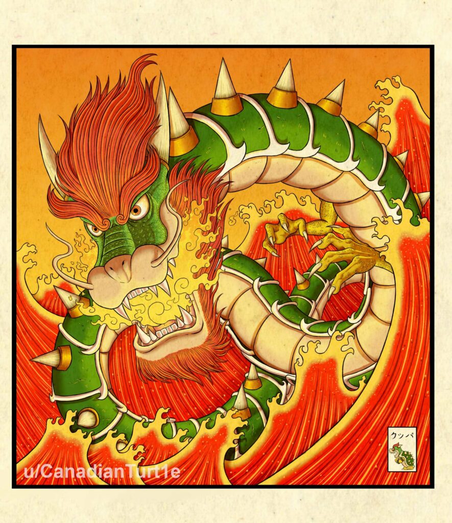 Bowser reimagined in mythological Japan, by me.