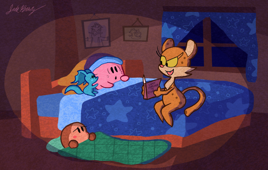 Did fan art of Kirby and his friends having a sleepover!