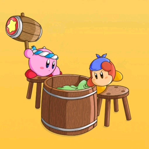 I drew Kirby and Bandana Dee making mochi together