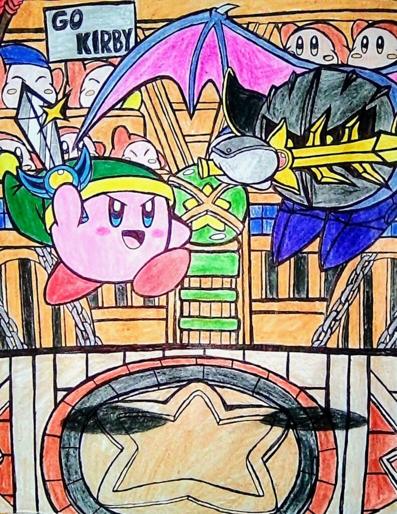 A Kirby and the Forgotten Land "Kirby Vs. Meta Knight" drawing I made