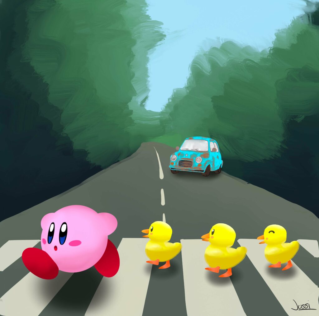 I drew Kirby and some ducklings :)