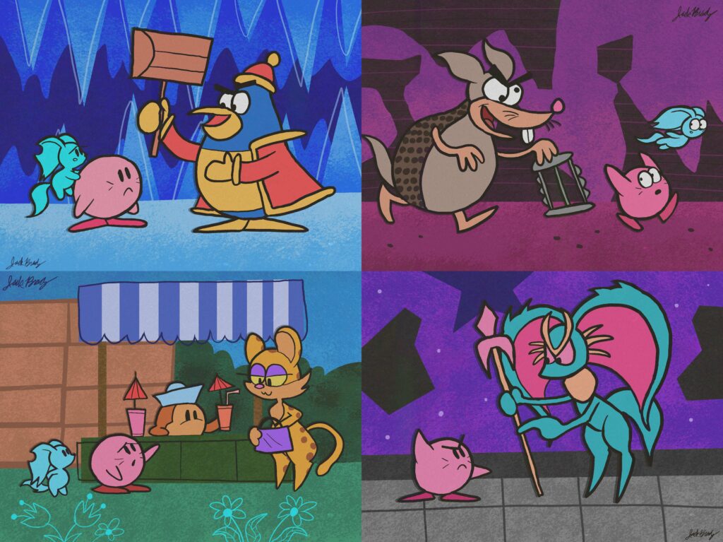 I modeled this Kirby FL fan art as if it was a cartoon from the 1960's, thoughts?