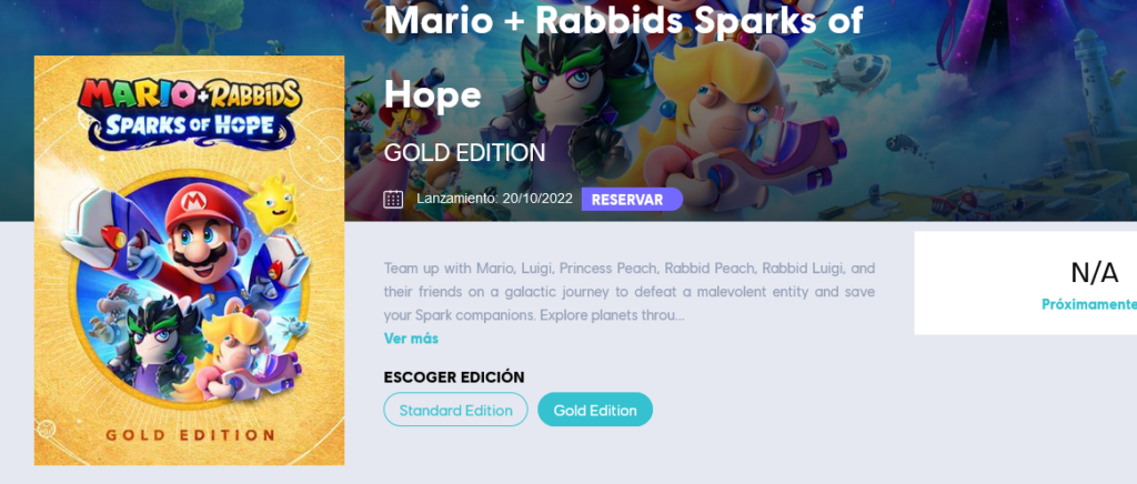 According to the LATAM Ubisoft website Mario + Rabbids Sparks of Hope release date is 20th October 2022 and will have a Gold Edition