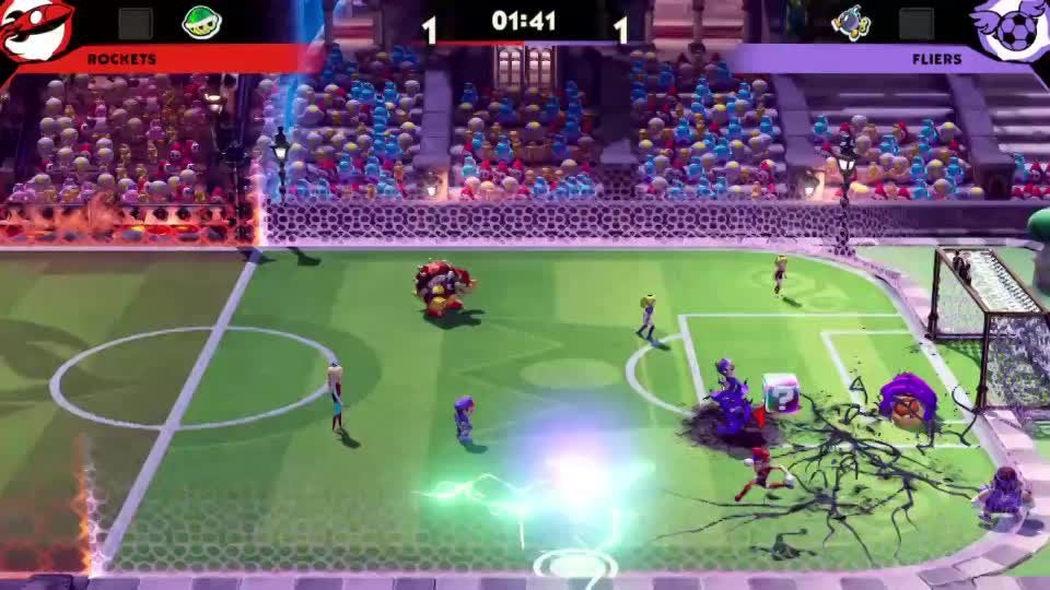 This glitch just happened to me in Mario Strikers: Battle League [offline against the CPU]