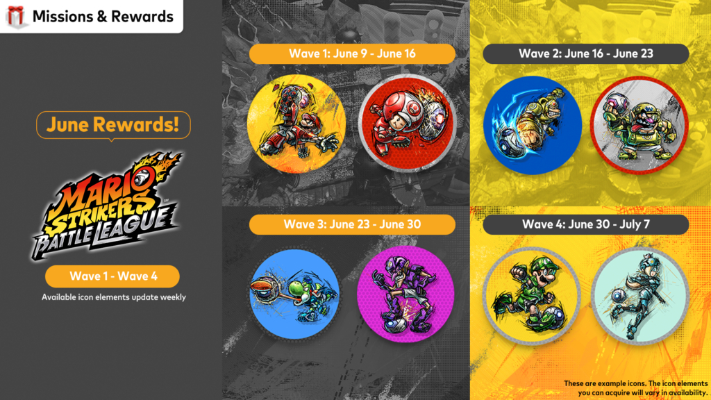 Until July 7th at 6:00 p.m. PT, Nintendo Switch Online members can redeem their Platinum Points to get Mario Strikers: Battle League icon elements.