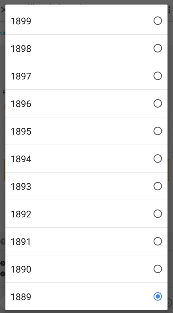 The earliest year you can put when signing up for a Nintendo account is 1889, the year Nintendo was founded