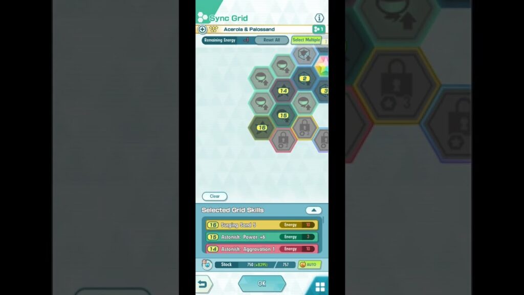 Pokemon Masters Ex Acerola 2/5 and Sync Grid
