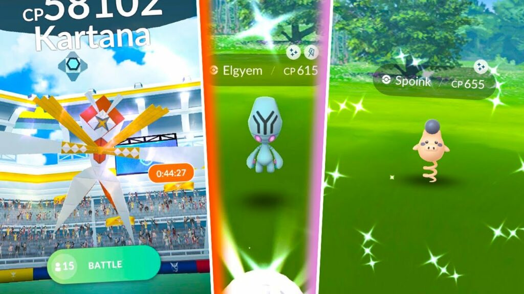 LAST DAY OF PSYCHIC SPECTACULAR IN POKEMON GO! New Kartana Raids / NEED Shiny Spoink