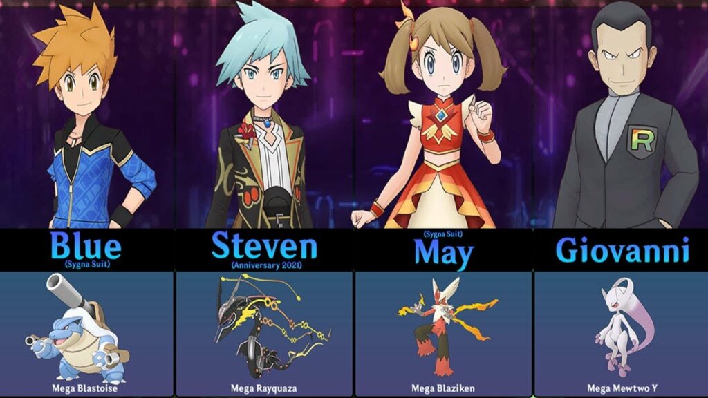 EVERY TRAINERS IN THE POKEMON MASTER EX AND THEIR MEGA EVOLUTION