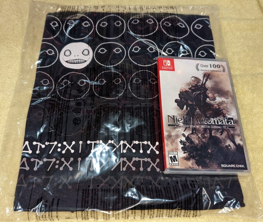 Nier Automata on Nintendo Switch Arrived with The Square Enix Store Bonus T-shirt!