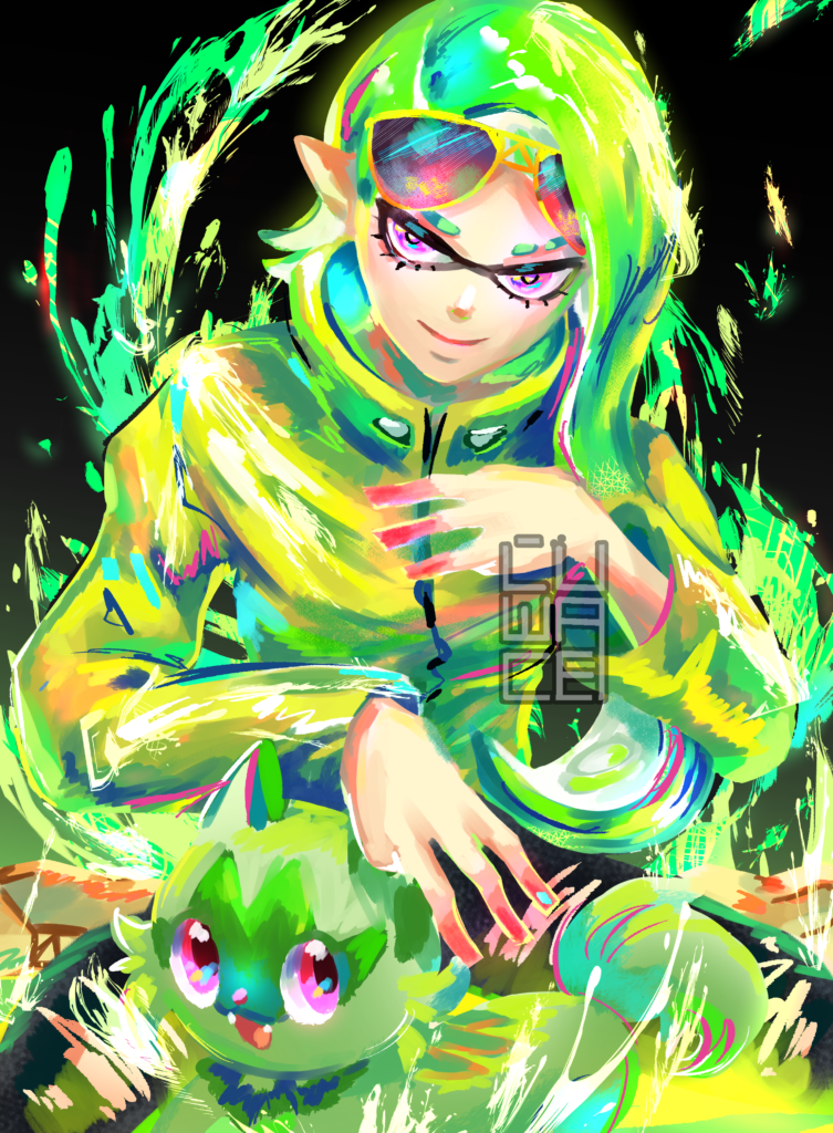 Made some art in celebration of the Pokemon x Splatoon 3 Collab!
